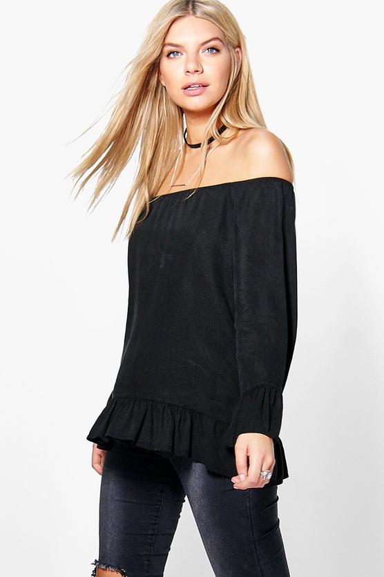 Lois Black Denim Off The Shoulder Top